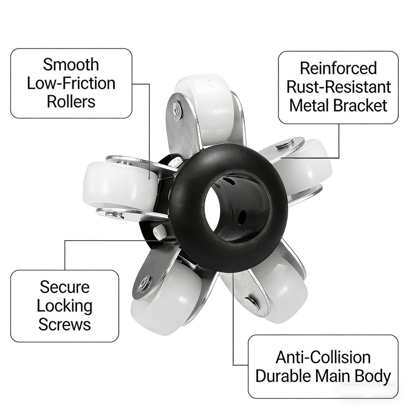 Sewer Camera Guide Wheel, 23mm 0.9" Roller Skid for Pipeline
