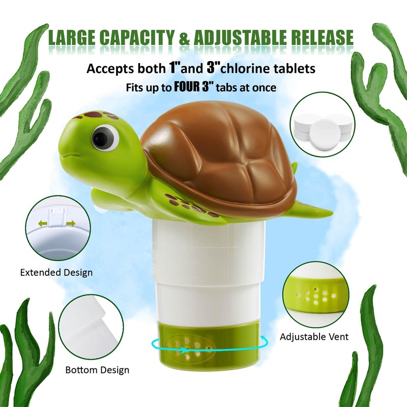Chlorine Floater, Floating Pool Chlorine Dispenser, Fits 1 and 3