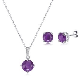 Philip Jones Sterling Silver Amethyst Gemstone Set