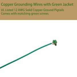6" Copper Ground Wires with Green Ground Screws, UL Listed 12 AWG Solid Copper Ground Pigtails,Pack of 25