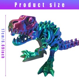 3D-Printed Dinosaurs Skeletons Figuret,3D Printed Dinosaur Bones 3D Printed Fully Articulated Skeleton Fully Articulated Dinosaur Skeleton Home Office Decoration Toys Gifts for Kids and Adults