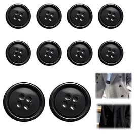Pack of 10 Large Buttons, Buttons, Large Buttons, 25 mm, Black Round Shirt Buttons, Button Head, for Sewing Buttons, Dresses, Sewing, DIY, Crafts, Decoration, Jacket, Shirt, Coat, Jumper Button,