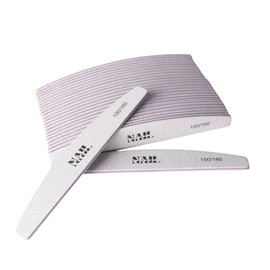 Limas de uñas profesionales de grano 100/180 (paquete de 25) | Tablas de esmeril ultrafinas de doble cara para manicura y pedicura | Herramientas fuer