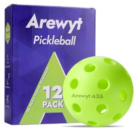 Arewyt Indoor Pickleball Balls 12 Pack, 26 Holes Neon Green Pickleballs, High Bounce & True Flight, Perfectly Balanced Pickle Ball Balls for All Style Pickleball Paddles & All Skill Levels