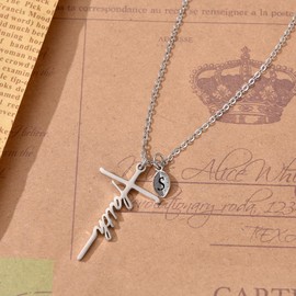 SANNYRA Faith Necklace for Women, Initial Christian Cross Necklaces, 18K Sliver Plated S Letters Religious Cross Pendant Jewelry for Her