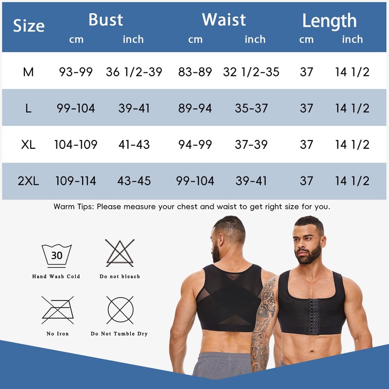 MISS MOLY Mens Gynecomastia Compression Corset Chest Binder Slimming Vest
