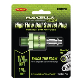 Flexzilla Pro High Flow Ball Swivel Plug, 1/4" Body, 1/4" MNPT - A53440FZBS