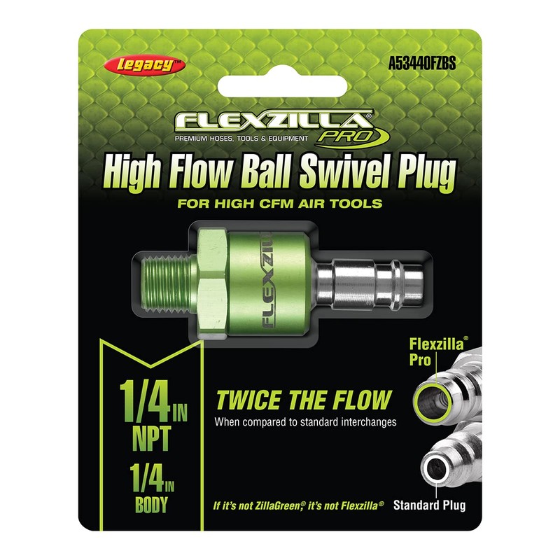 Flexzilla Pro High Flow Ball Swivel Plug, 1/4" Body, 1/4"
