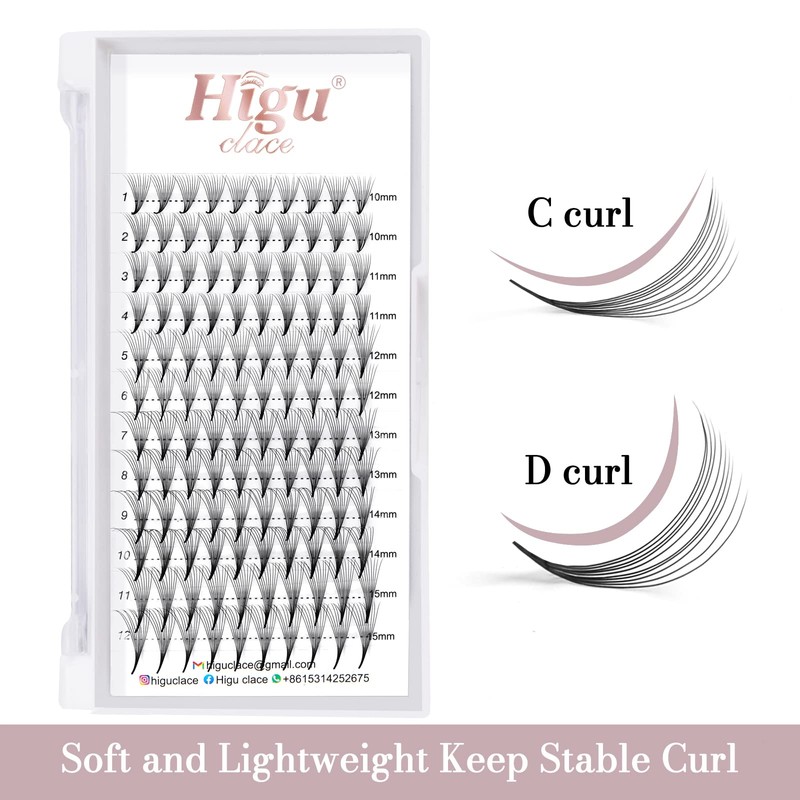 Higu clace Eyelash Extensions 10D 0.07 C Curl Mix 10-15mm