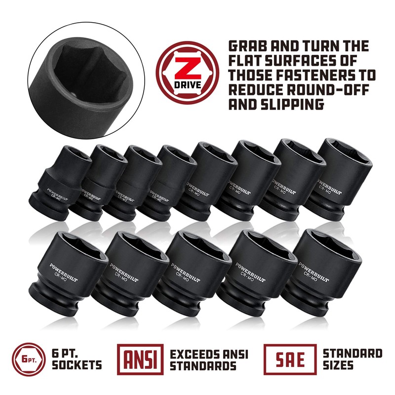 Powerbuilt 1/2 Inch Drive x 3/4 Inch SAE Deep Impact