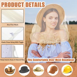 Hestya 2 Pack Mosquito Head Mesh Net Face Mesh Net Mosquito Head Protecting for Outdoor Hiking Camping Climbing Walking Fly Insects Bugs Prevent(Beige)