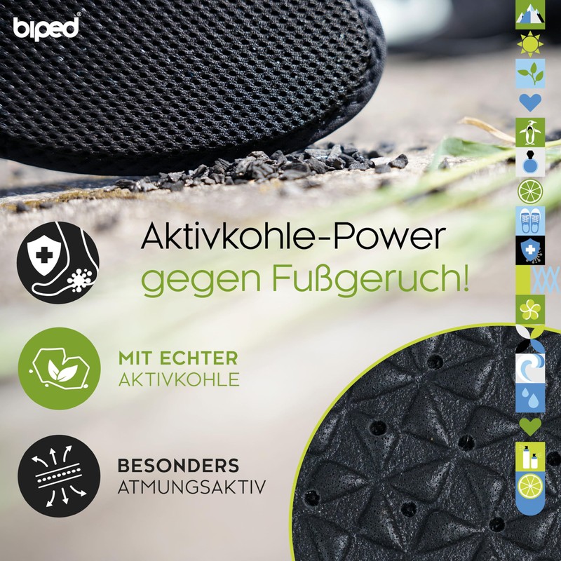 biped 2 Pair Activated Carbon Soles - Highly Effective -