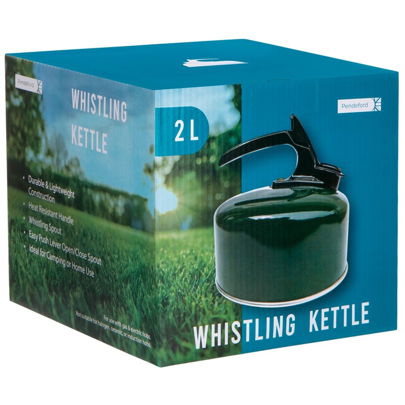 2-Litre Green Whistling Kettle – Stainless Steel Stovetop Tea Kettle