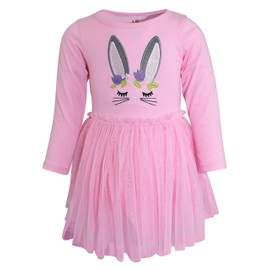 Unique Baby Girls Easter Bunny Embroidery Dress with Tutu