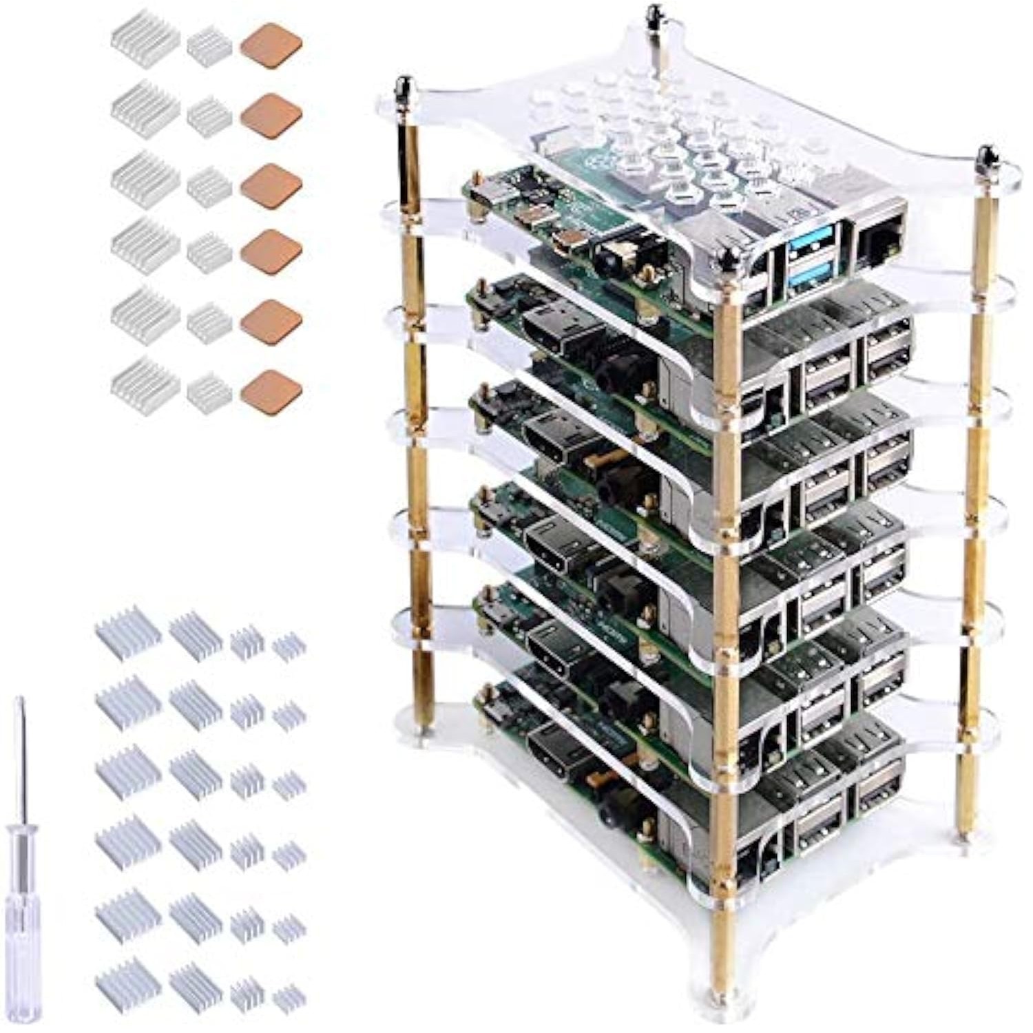 GeeekPi 6-Layers Cluster Case for Raspberry Pi, Pi Rack Case with ...