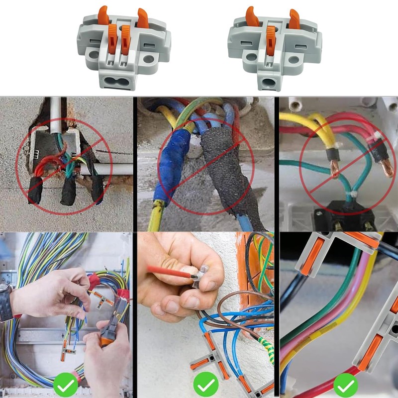 30PCS T-Tap Lever 3 Way Wire Connectors Kit, Lever &