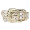Western Cowgirl Faux Alligator Rhinestone Studded Leather Belt, White |