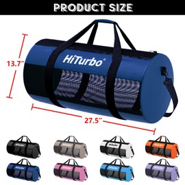 Hiturbo Mesh Duffel Bag, Dive Bags Travel Beach Gear Diving Duffels Luggage for Scuba, Surfing and Snorkeling (Navy)