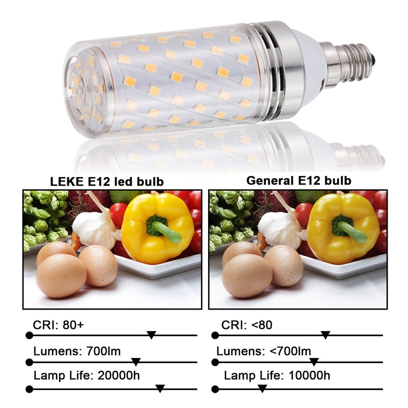 MDee 3000K E12 LED Bulbs, 6W 700LM Warm Light, 6-Pack