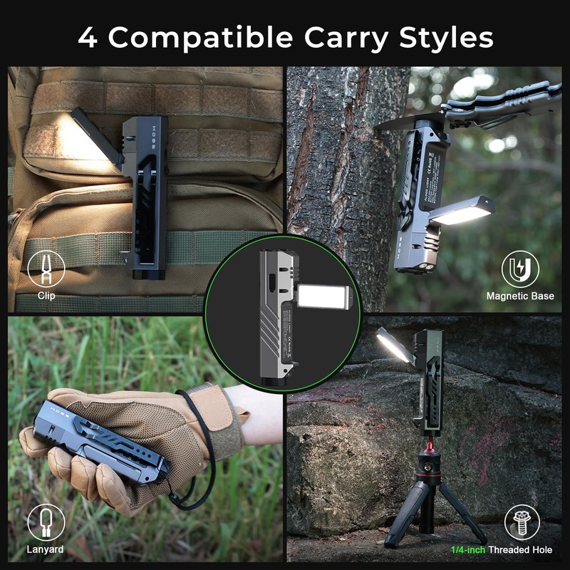HD05 Flat EDC Flashlight, 3100 Lumens 4-in-1 LED Rechargeable Flashlight