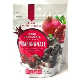 Natural Cravings Chocolate Covered Pomegranates - One 7 ounce Package of Dark Chocolate Covered Pomegranates - Delicious!