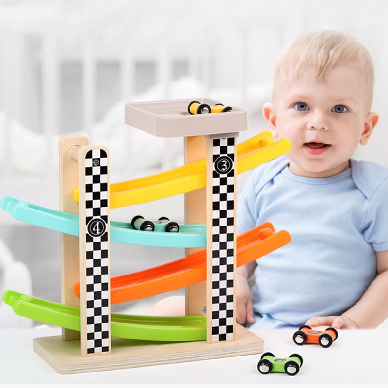 Car Ramp Race Track Roof Top Early Educational Miniature Pull