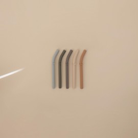 mushie Silicone Replacement Straws for Babies 6 months+ | 5 Pack | 4.75" Long with Cleaning Brush (Forest)