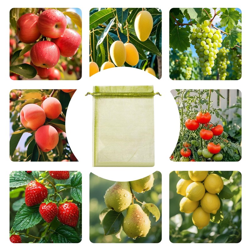 100 Large Fruit Protection Bags 7.9x11.8 Inch, Green Mesh Netting