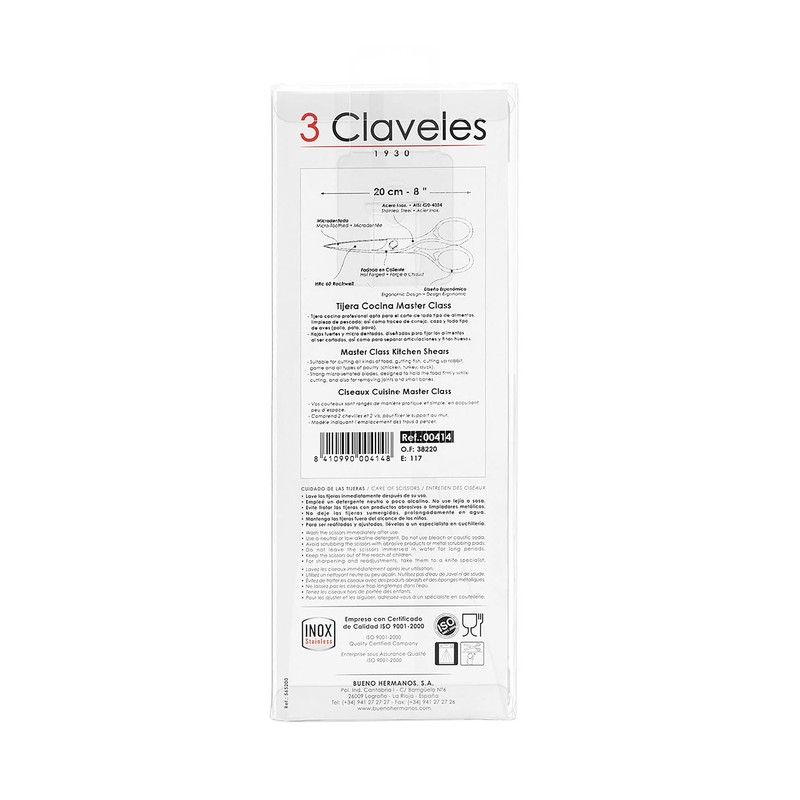 3 Claveles Juliet Scissors Stainless Steel Shiny Centimeter