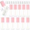 12Pcs Empty Lip Gloss Tubes, Visible DIY, 1.2ml Pink Round