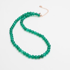 Handmade Women's Girls Edelstein Perlen Halskette Choker 6mm Runde Perlen - Natürliche Edelsteine Healing Crystal Beaded Jewellery | Geschenkideen für Frauen, Mädchen (Grüner Achat)