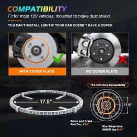 Nilight 4PCS 17.5inch Double Row Wheel Ring Lights Dream Color with APP and Remote Control Neon Lights w/Turn Signal and Braking Function Dual Row for Car Van SUV Truck