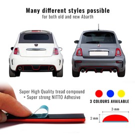 Adhesive Profile for Rear Bumper Fiat 500 Abarth, Red