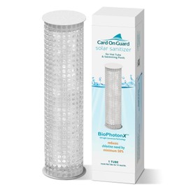 Card On Guard Solar Sanitizer Tube for Swimming Pools & Hot Tubs | BioPhotonX Technology Reduces Chlorine/Bromine Use by 50% for 12 Months | Single Pack for Hot Tubs/Swim Spas Up to 10,000 Gallons