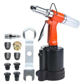 KUNTEC Air Rivet Tool Professional Heavy Duty Pneumatic Hydraulic Rivet Tool with 1/4" 3/16" 5/32" 1/8" Nose Pieces