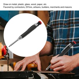 Mechanical Carpenter's Pencil, Durable, Long Nose, Deep Hole Marking Tools for Woodworking, Architect Construction (Black)