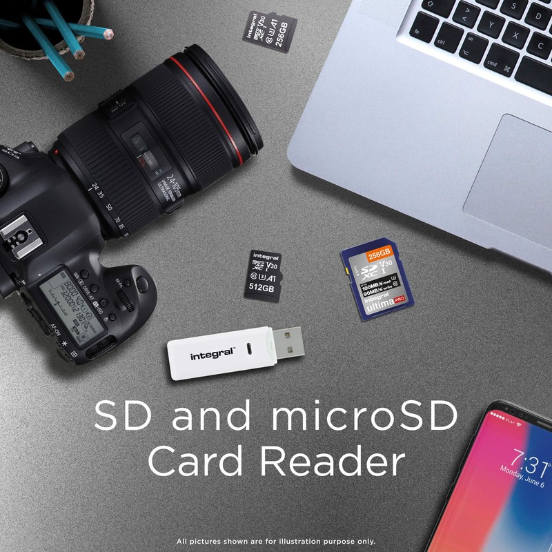 Integral Dual-Slot Micro SD & SD USB2.0 Memory Card Reader