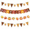 KALEFO 4Pcs Happy Fall Decor Set Harvest Thanksgiving Garland Banners Pumpkin Theme Party Supplies Orange Yellow Autumn Decorations