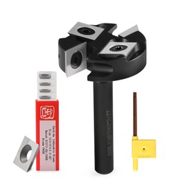 HOZLY Face Milling Cutter for Router Wood Cutting Diameter 38.1 mm / Shank Diameter 8 mm Face Milling / Groove / Edge Milling / with 10 Interchangeable Carbide Blades 2 + 2 Flutes Flute Flute End Mill