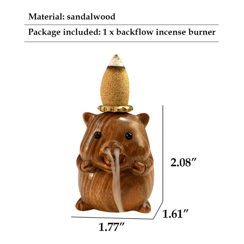 OLizee® Wooden Backflow Incense Burner Creative Pig Shaped Backflow Incense