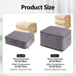 Giznzg Ultra Space Saving Self-Compressing Organizer (Grey, L)