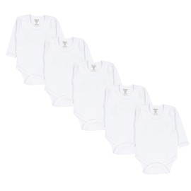 TupTam Baby Boys’ Long-Sleeved Bodysuit, Plain Colours, Pack of 5 - 104