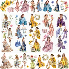 WANDIC 5 Sheets Rub On Transfer Stickers, Modern Girl Scrapbook DTransfers Furniture Decorative DIY Decals for Scrapbook Window DIY Decoration,10 * 30cm