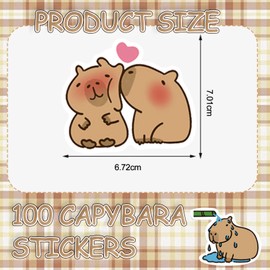 DKDDSSS Pack of 100 Capybara Stickers, Aesthetic Stickers for Water Bottles, Waterproof Vinyl Stickers, for Water Bottles, Scrapbooking, Diary, Laptop
