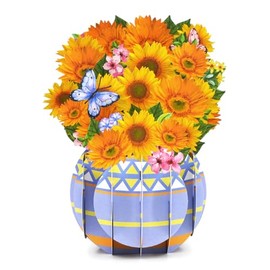 Fassory Pop Up Sunflower Card, Pot of Sunflower Birthday Card, Anniversary Thank You Get Well Soon Good Luck Card (Sunflower)