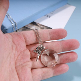 Yienate Long Chain Time Gemstone Necklace Glass Stone Necklace Creative Fairy Crystal Pendant Retro Amber Necklace Girls Sweater Chain