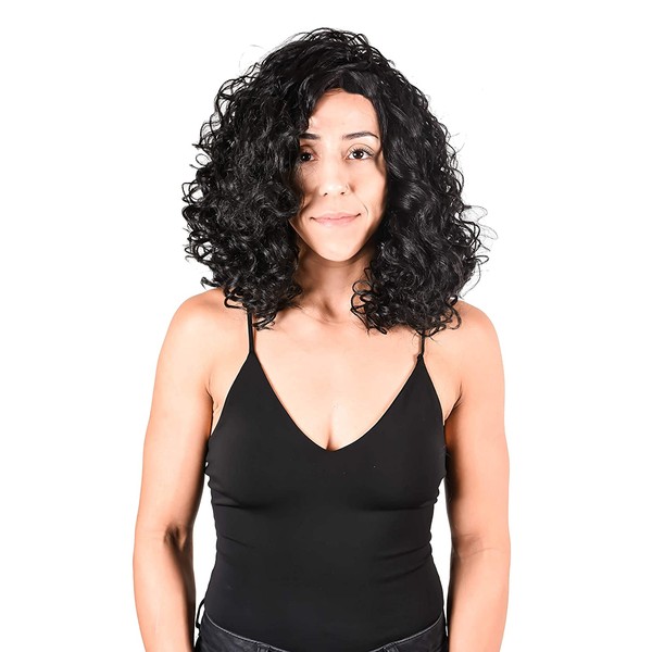 Brazilian Curly Wigs for African American Black Women,Afro Kinky Lace Front Wig Heat Resistance Synthetic Fiber 16" Black