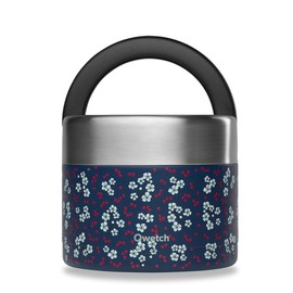 QWETCH - Lunch Box Stainless Steel Isotherm - Hanami Blue 850 ml - Food Box Hot Meal - 5 Hours Warm & 7 Hours Cold - Waterproof & BPA Free