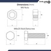 M6 Nuts & Bolt 10 Pack (M6 x 20mm Bolts