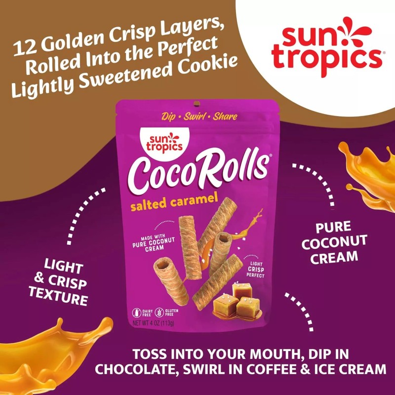 Sun Tropics Coco Rolls Salted Caramel Rolled Coconut Wafer 4